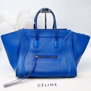 Authentic CELINE Supple Calfskin Medium Phantom Luggage Royal Blue